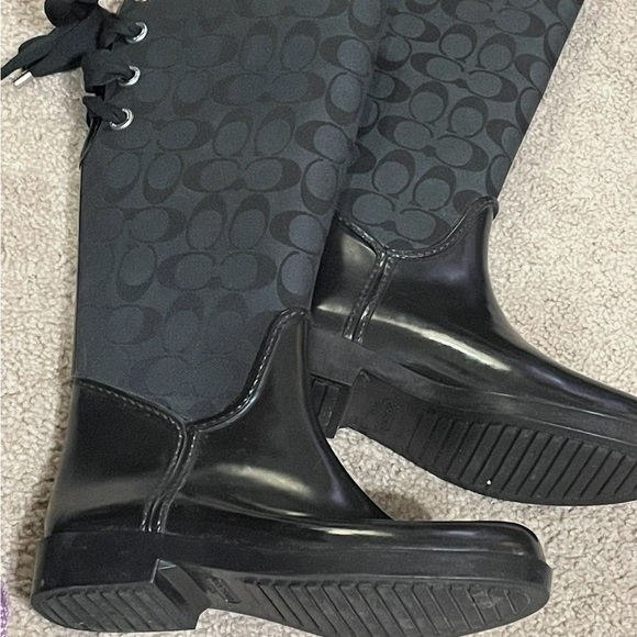Stylish Black Women's Coach RainBoots size 6 - Picture 1 of 1
